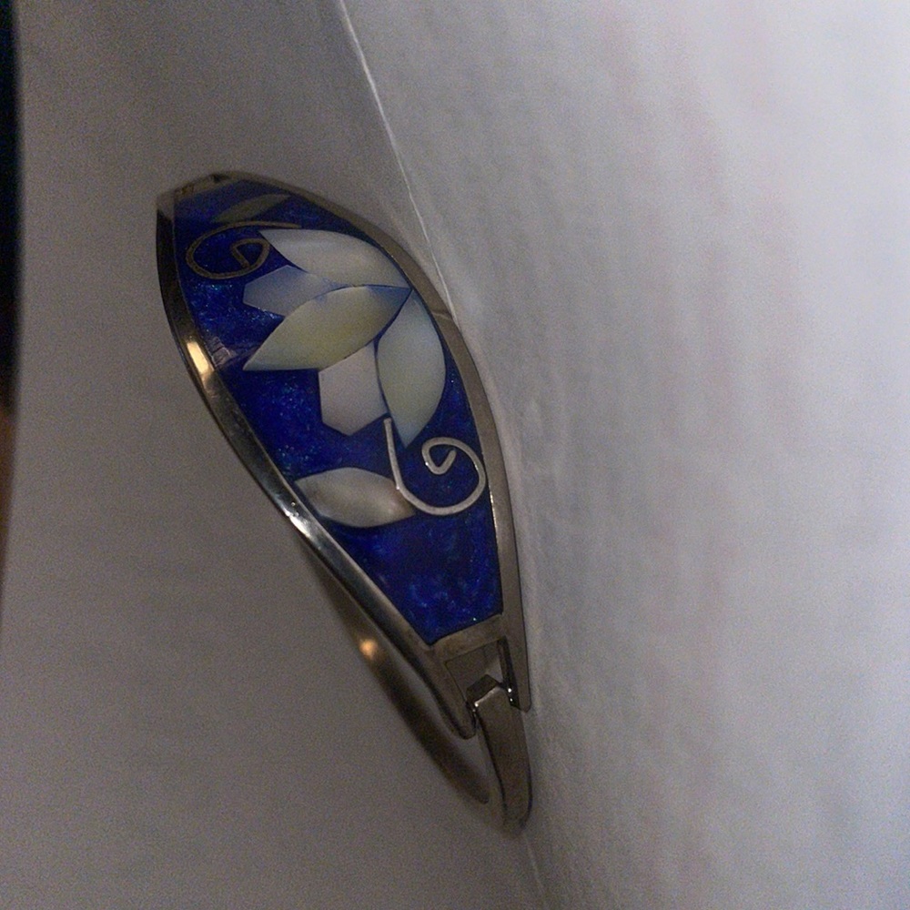 Vintage Alpaca Mexico inlay bracelet